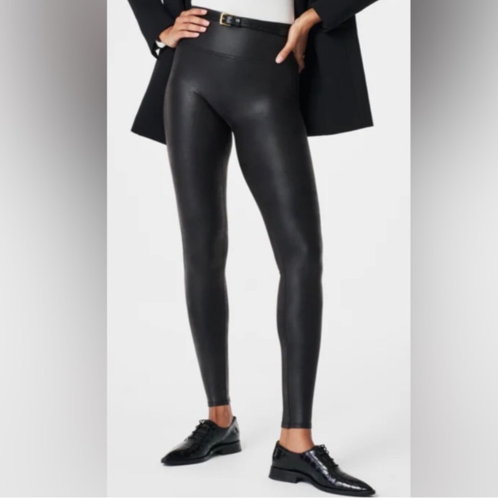SPANX Faux Leather Leggings, Black, sz M